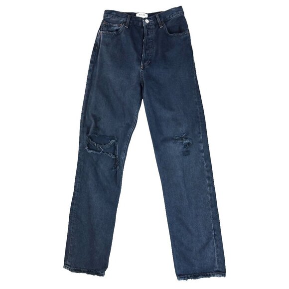 Agolde 90s Pinch Waist Jeans Size 25 Faded Indigo Organic Cotton Distressed - Picture 1 of 9